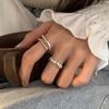 Simple Style Interlocking Lines Glossy Plain Ring Female Niche Design Fashionable Personality Match Cold Wind Openings Finger Rings Party Jewelry