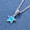 Cute Five -Pointed Star Pendant White Blue Opal Necklaces For Women 925 Silver Birthstone Boho Jewelry Fashion Pentagram Necklace