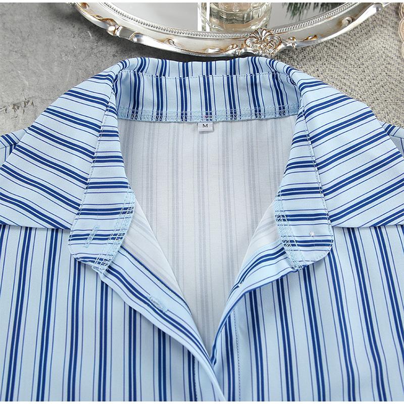 Повседневный комплект женской рубашки с полосатым лацканом, сексуальные брюки-трубы со шнуровкой и высокой талией, весенний модный элегантный женский костюм-майка в стиле пэчворк 2025 года