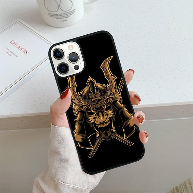 Чехол для телефона Самурайская маска Шлем Для iPhone 17 Air 13 12 14 15 16 Чехол Для Apple 14 15 16 Pro Max Plus Coque