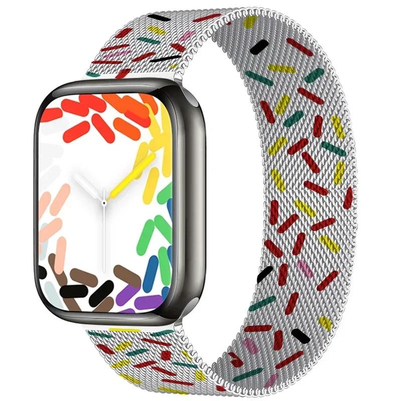 Магнитный петлевой ремешок Для Apple watch Ремешок 44мм 40мм 45мм 41мм 42мм 38мм Браслет из нержавеющей стали iWatch Серии Ultra 9 8 SE 7 6 5