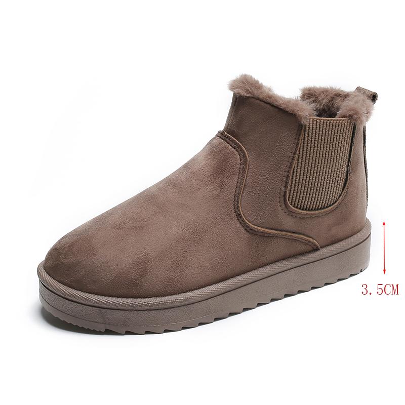 Женские зимние ботинки из искусственной замши, больших размеров, теплые, утолщенные, с плюшевой хлопковой подкладкой, удобные, противоскользящие, на платформе, ботильоны