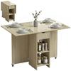 Foldable Dining Table For 2 4 People Rolling Table With Open Compartment And Drawer Ideal For Small Spaces Natural