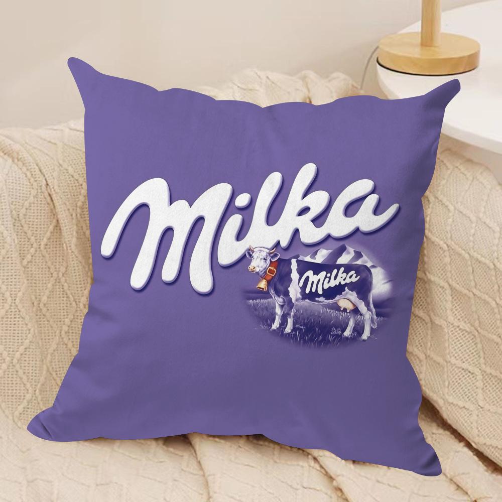 Funny mMilka Purple Cushion Cover Short plush Doublesided Print Square Throw Pillow Covers Sofa Home Cushion Decor