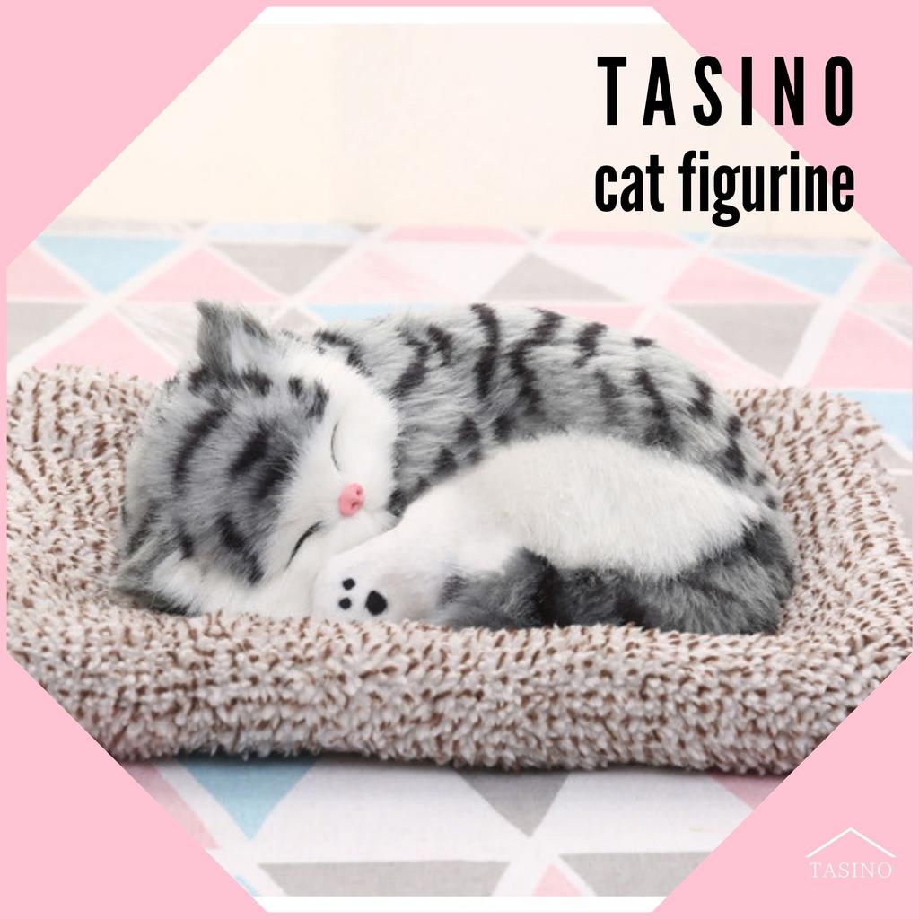 TASINO Realistic Gray Cat Figurine Plush 26 x 18 Lifelike Kitten Car Toy, cm, Cute, Model, Accessories,