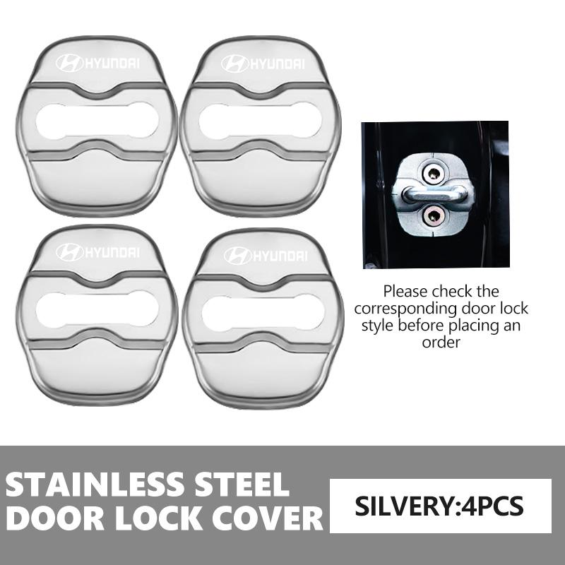 Stainless Car Door Lock Buckle Trim Cover Protector Rust Accessories For Hyundai i30 i20 i10 i40 Tucson Kona Sonata Veloster hrd9