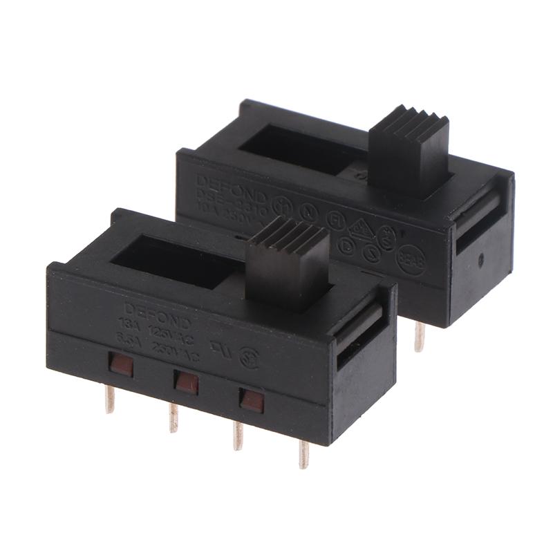 2Pcs DSE-2310 Pointed Pins 8 Feet 3 Files 10A250V Toggle Switch Black Slide Switch Hair Dryer Switch