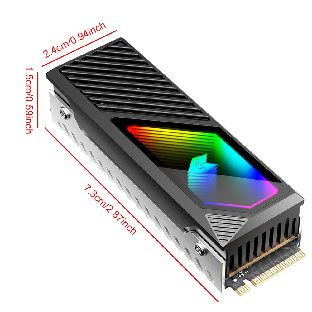 M.2 2280 SSD Heatsink SSD Aluminum Alloy 5V 3 Pin ARGB Radiator Built-in Cooling Fan Hard Drive Heatsink M.2 Radiator Cooler