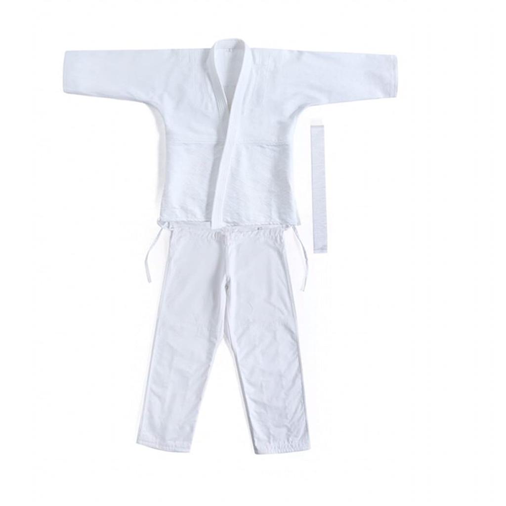 judo uniform karate uniform belt included 100% cotton practice school martial arts loose sportswear set plain top pants belt school physical
