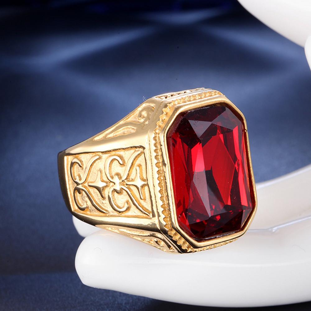 Большие квадратные синие кристаллы топаза драгоценные камни бриллианты кольца для мужчин мужские позолоченные ювелирные изделия из нержавеющей стали Bague на палец