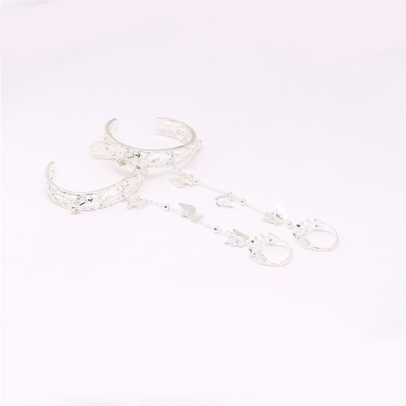 Retro Butterfly Opening Adjustable Ring Bracelet Bells Bangles Hanfu Hand Ornament Bracelet Style Gift Palace Jewelry Women's Gifts