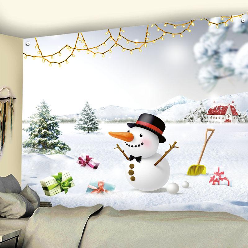 Зимний рождественский гобелен с принтом снеговика, домашний декор, Рождественский гобелен, декор для гостиной, фон Tapisserie de Noël