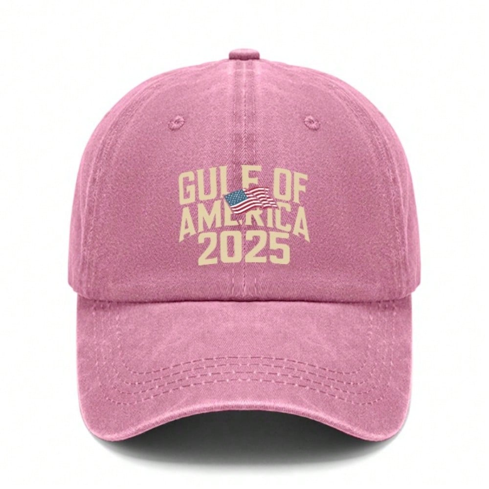 [Patriotic Baseball Cap] 2025 Gulf Of AMERICA Print Polyester Adjustable Vintage Washed Unisex Casual Outdoor Sports Sun Protection Baseball Hat -