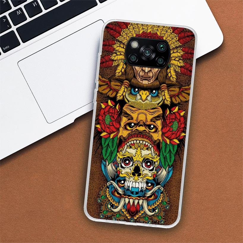Чехол для телефона Mayan Stone Totem Pole для Xiaomi Poco X3 Nfc X4 Gt X5 Pro M5S M4 M3 M2 F5 F4 F3 F2 F1 Mi Note 10 Fundas Shell