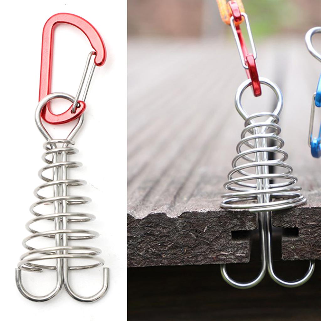 Deck Anchor Pegs with Spirng Buckle Retractable Spring Aluminium Alloy Wind Rope Anchor Outdoor