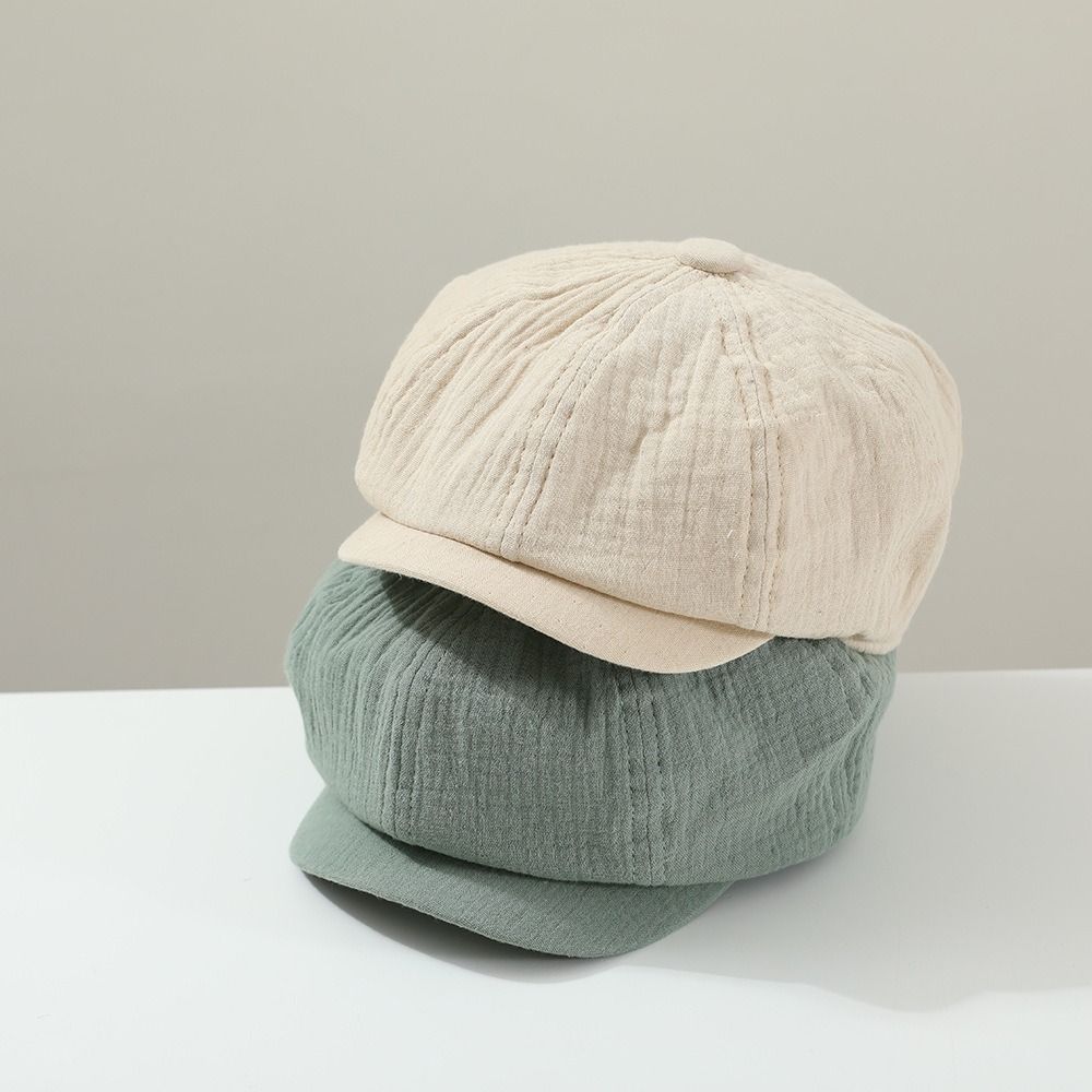 Solid Color Kids Newsboy Cap Visor Baby Beret Retro Children Forward Hat Boy Girl