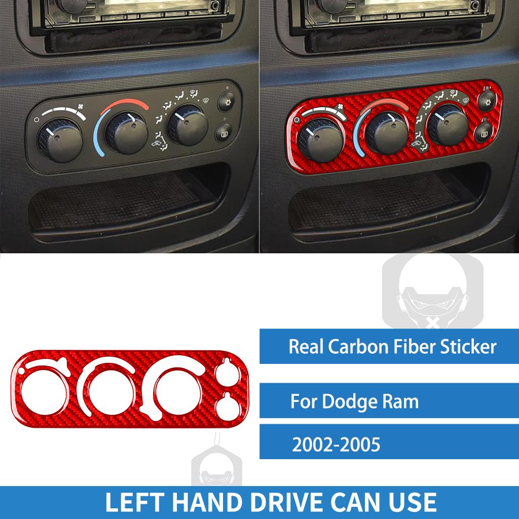 For Dodge Ram 2002 2003 2004 2005 Center Dashboard AC Control Panel Cover Real Carbon Fiber Sticker Car Interior Accessories