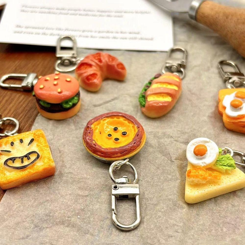 Car Keychains Simulation Food Keychain Toast Burger Keychain Funny Food Series Pendant Men