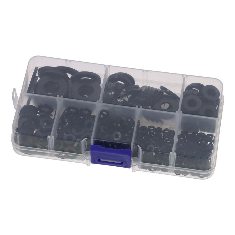 550Pcs Black Flat Washer Assortment Kit Sealing Washers for Screw Bolt Electrical Connection