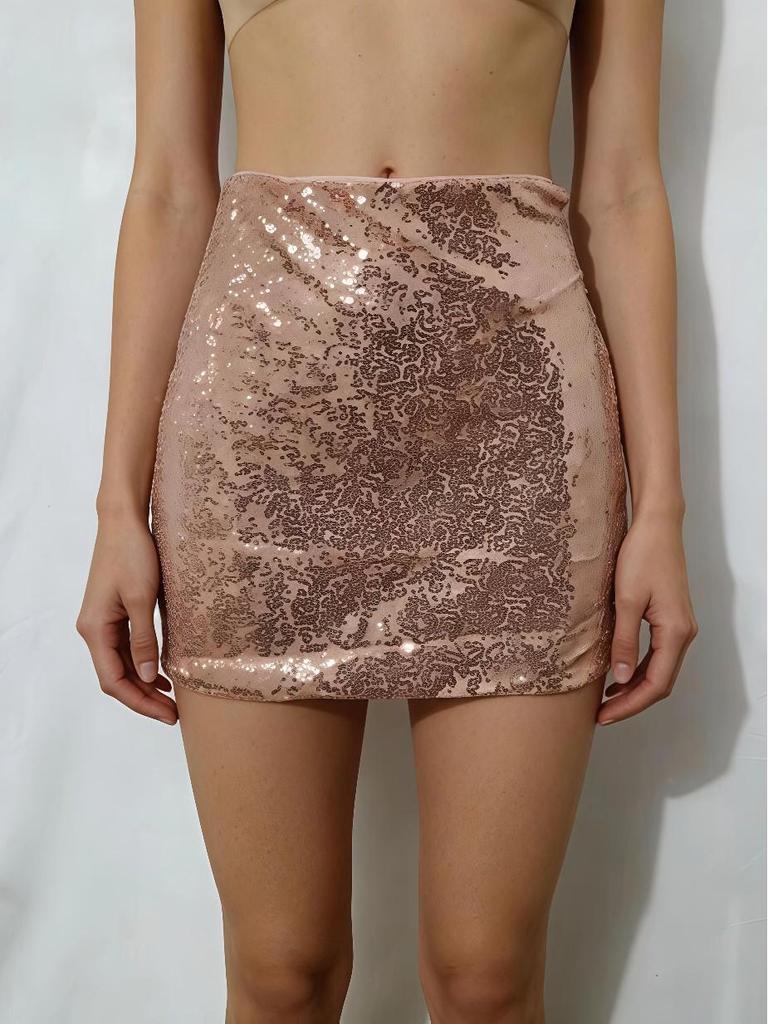 Мини-юбка bodycon с пайетками, весна/лето 2026 - Европейский и американский стиль