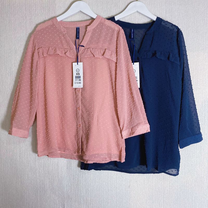 Export Fashion Original Order Leftover Stock Chiffon Jacquard Fabric Wooden Ear 3/4 Sleeve Shirt for Women Pure Color Fashion Bottoming Shirt