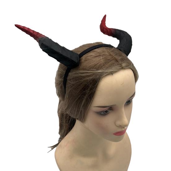 Gothic Devil Horn Headband Imitation Fake Bull Horns Hair Hoop Halloween Dress Up Hair Accessories for Halloween Cosplay Carnival