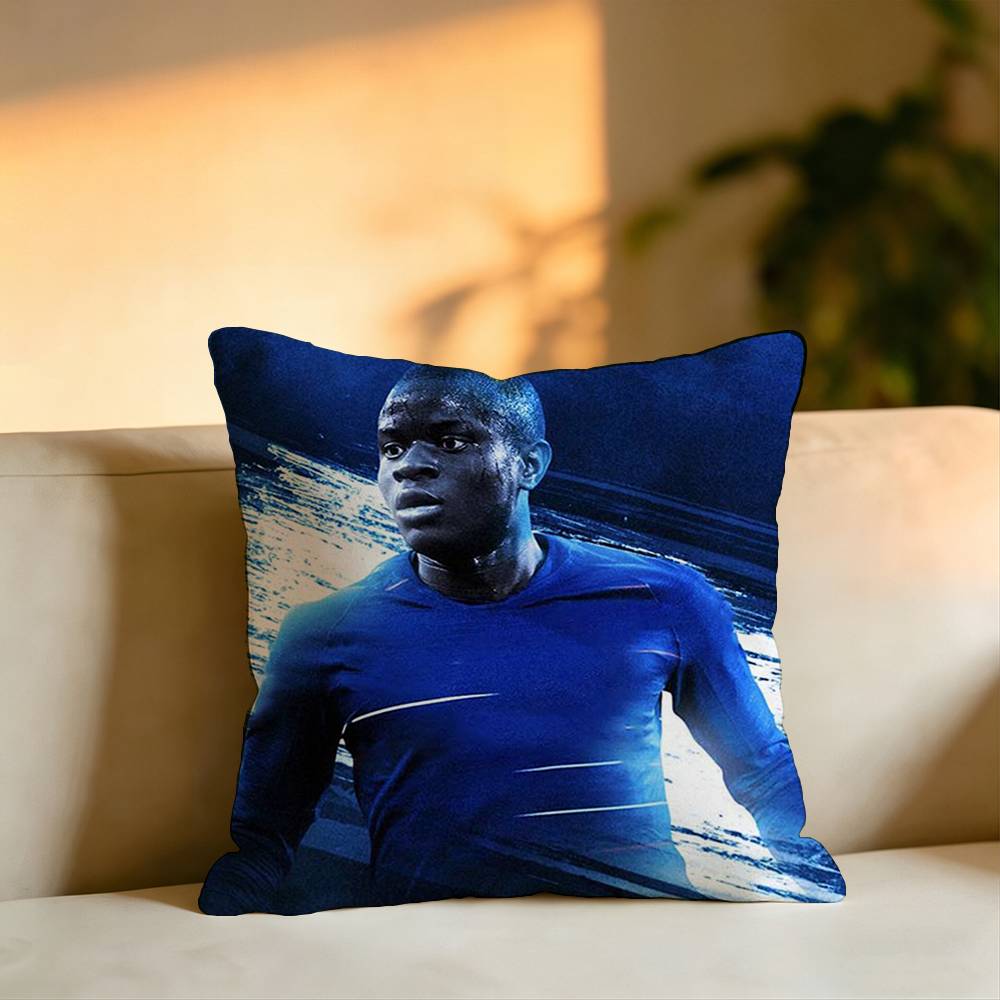 Football Star Kante Pillow Case Square DoubleSided Sofa Cushion Cover Bedroom Bedside Pillow