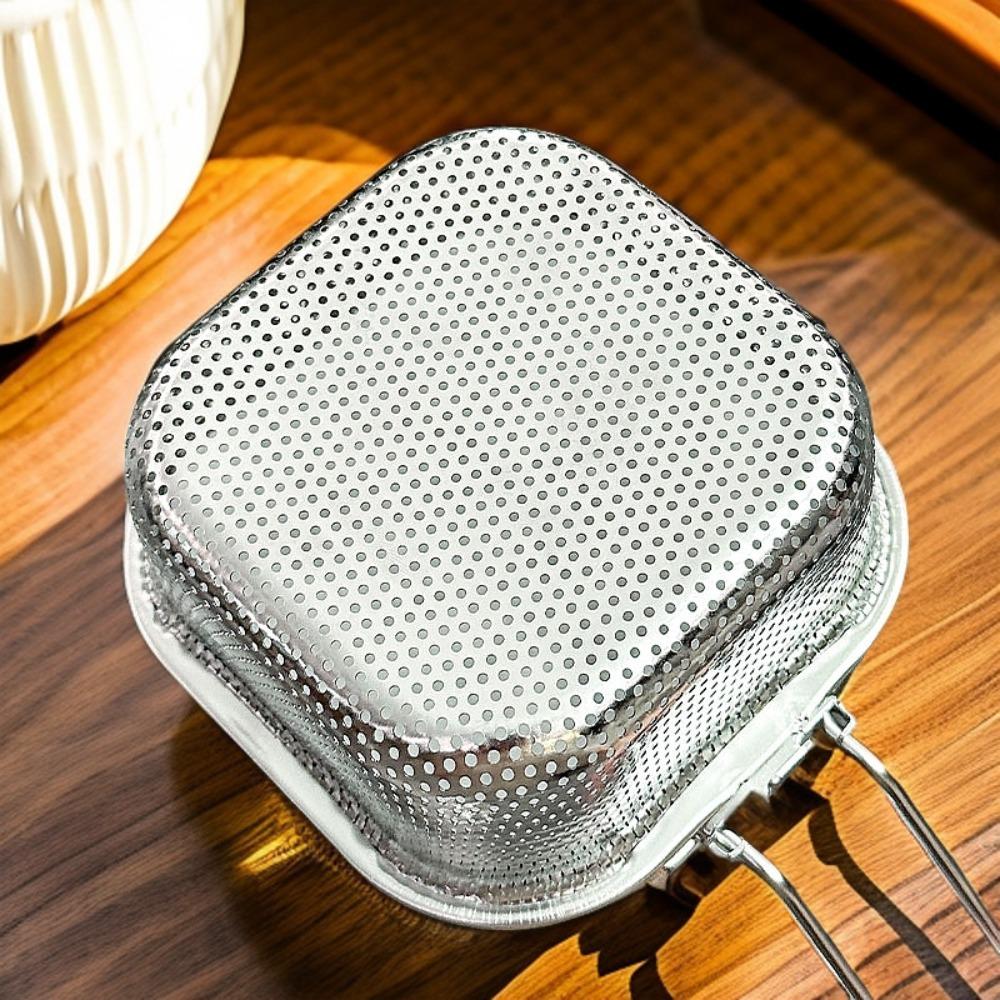 Складной фильтр для жарки с длинной ручкой из нержавеющей стали, сито, ложка-дуршлаг, горячая кастрюля