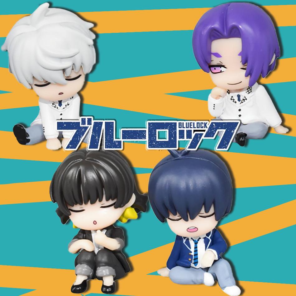 Blue Lock Gk Anime Figure 5cm Isagi Yoichi Bachira Meguru Shoulder To Shoulder Sleep Q-Version Kawaii Model Statue Kid Toy Gift