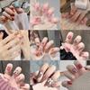 Fake Nails Press On Short Reusable with Designs Set French Artificial Pink Kawaii False Tipsy Stick-on Nails Tips Art Fake Nails Kit Press On Nails