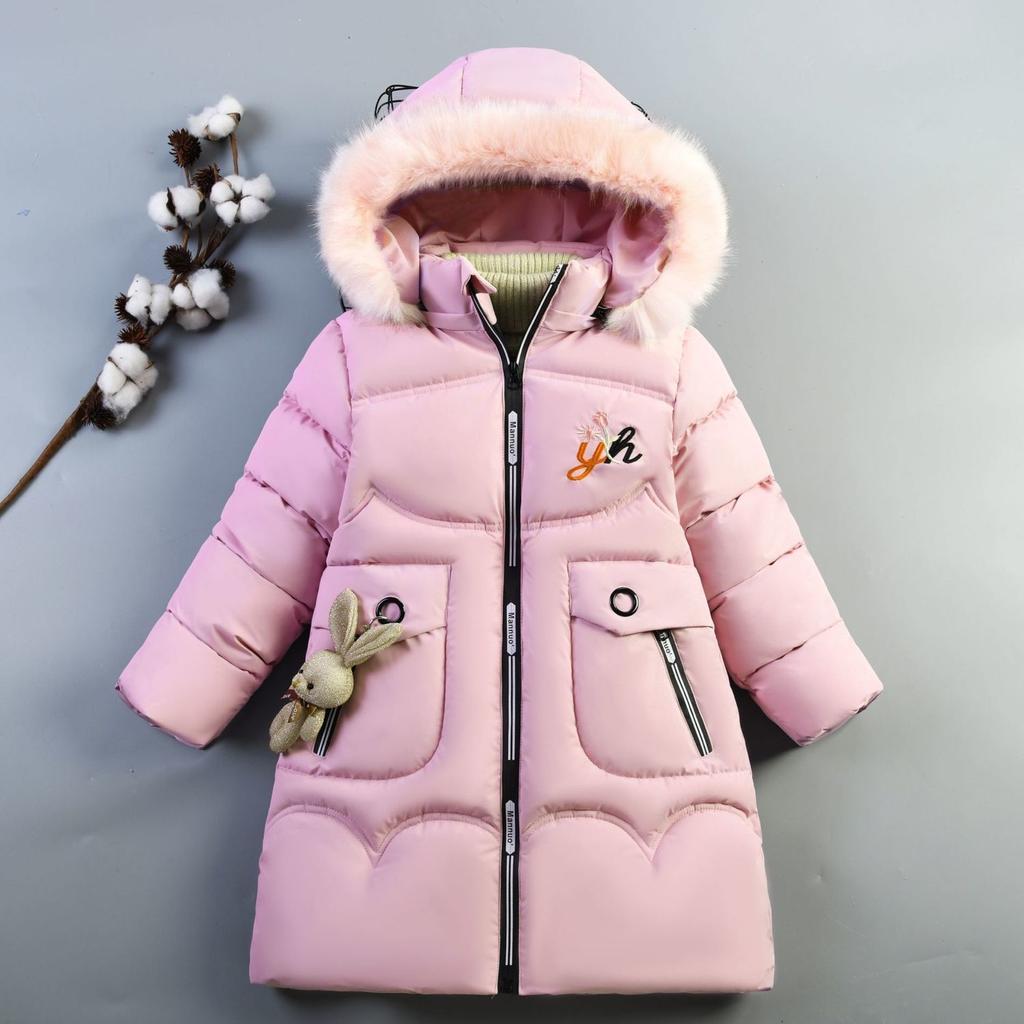 Winter Girls Cotton-padded Clothes Thickened Children Clothing 12 Years White Duck Down Jacket Playing In The Snow