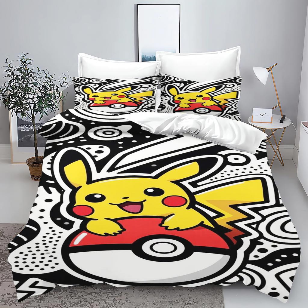 Comforter Pokémon Tuya Anime Home Bedroom Comforte Nordic Polyester Material Suitable For Children And Adults 3-Piece Set