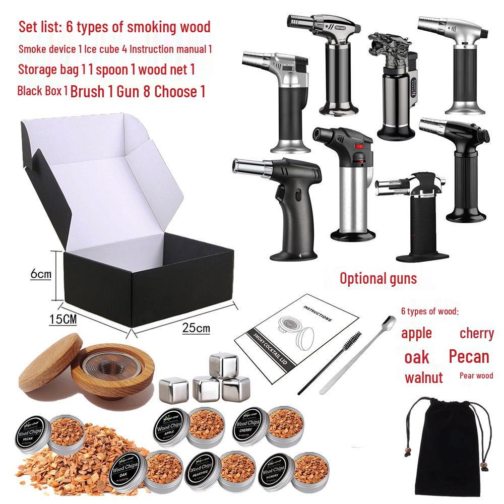 Набор для копчения коктейлей из дуба с щепой и крышкой