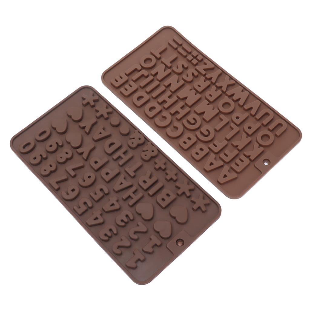 6 Pcs Silicone Letter Mold Reusable Number Chocolate Molds for Birthday Cake Decorations Party