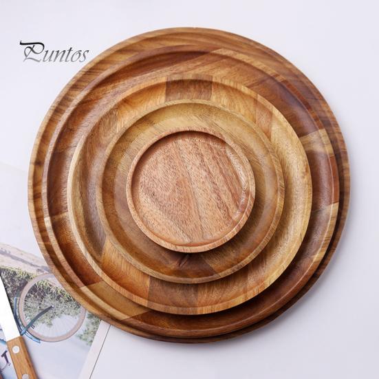 Деревянная подставка для торта и фруктов, круглый декоративный поднос для журнального столика с приподнятыми краями, кухонное сервировочное блюдо для вечеринок