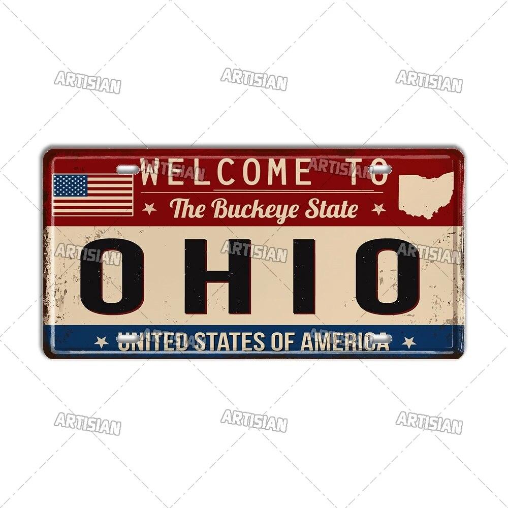 Artisian USA License Plate US Welcome To Metal Sign Landmark City State Decorative Plaque Wall Decor Garage Bar Pub Club Hotel