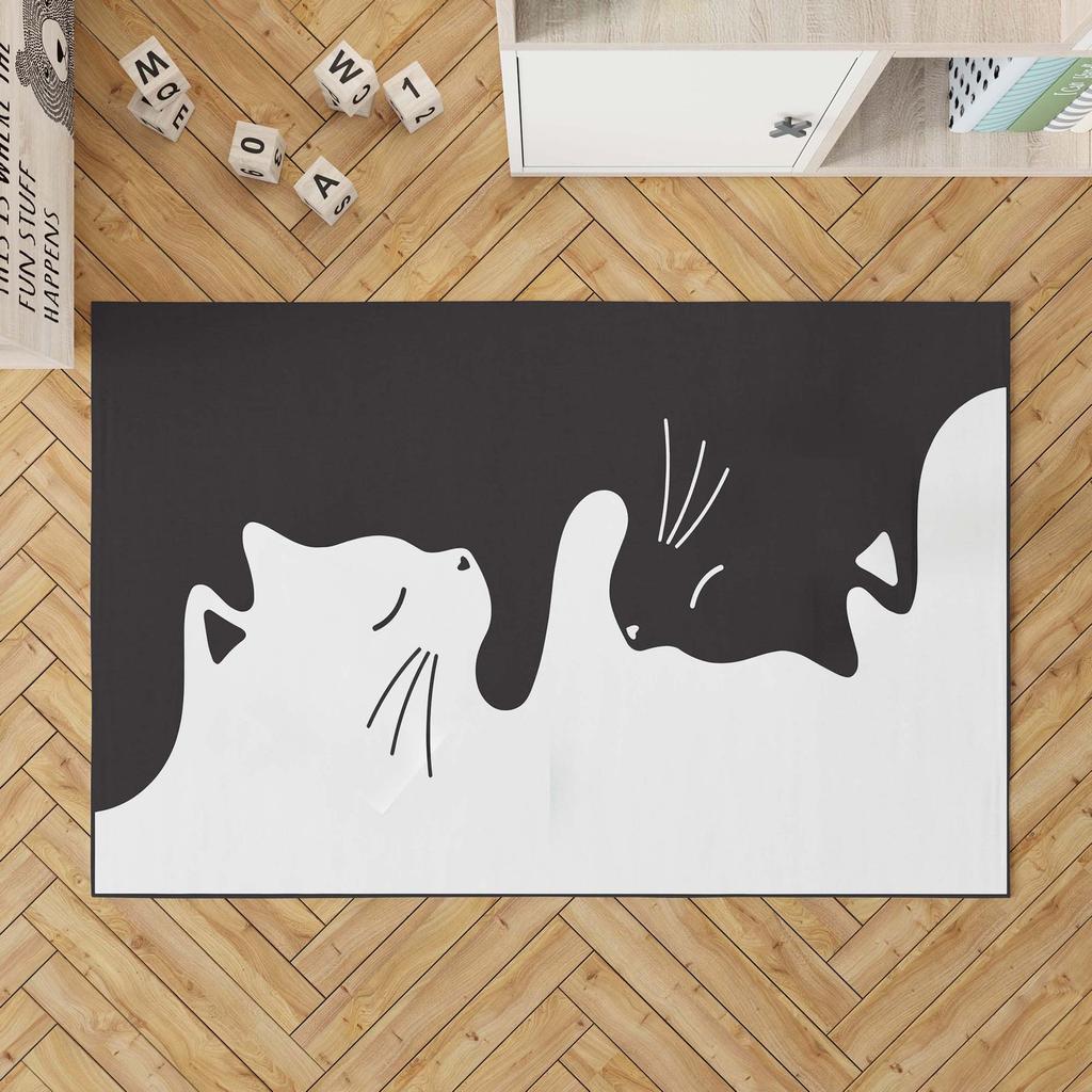 Декоративный современный тонкий коврик для детей из хлопка, устойчивый к пятнам, моющийся, сплетенный машиной