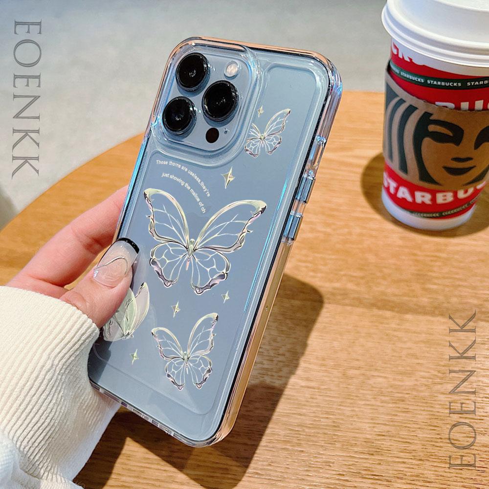Light Luxury Gold Butterfly iPhone Case 15 14 13 12 11 Pro Max 7 8 15 14 Plus X XR XS Max SE 20 22 Protection Transparent Cover