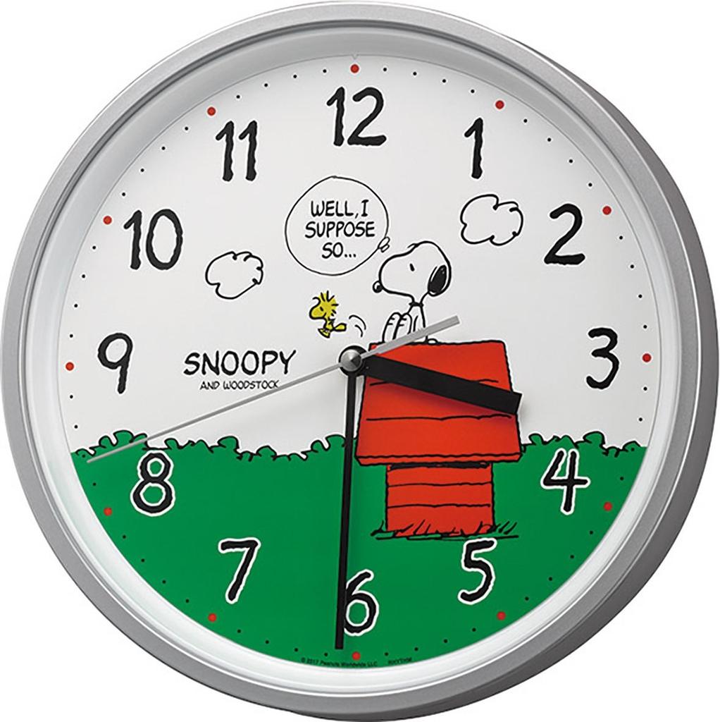 RHYTHM SNOOPY Wall Character Continuous Second Snoopy M19 Clock, Analog, Hand, Silver, 8MGA40-M19