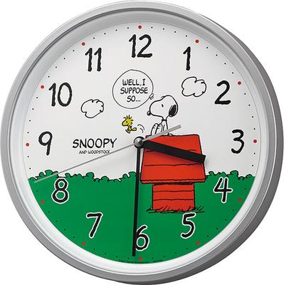 Настенные часы RHYTHM SNOOPY с аналоговым символом и непрерывной секундной стрелкой, серебристые, Snoopy M19 8MGA40-M19