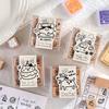 9pcs Vintage Wooden Rubber Stamps Clear Cartoon Patterns Beech Material for Paper Crafting Letters Diary Greeting Cards