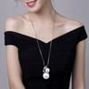 Autumn and Winter Women Long Sweater Chain Christmas Gift Pearl Snowman Pendant Necklace