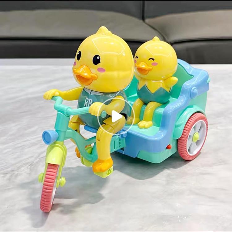Yellow Duck Sound & Light Electric Tricycle - Educational Crawling Toy Car for Kids