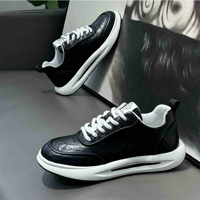 Men's New Leather Sneakers Trend Versatile Casual Shoes Soft Sole Comfortable Running Shoes Fashion Street Style