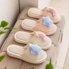 Elegant Hairy Slippers Linen Slippers Indoor Star and Moon Girls Sandals Slippers Thick Bottom Home Cotton Slippers Female Home Shoes Slippers Pink