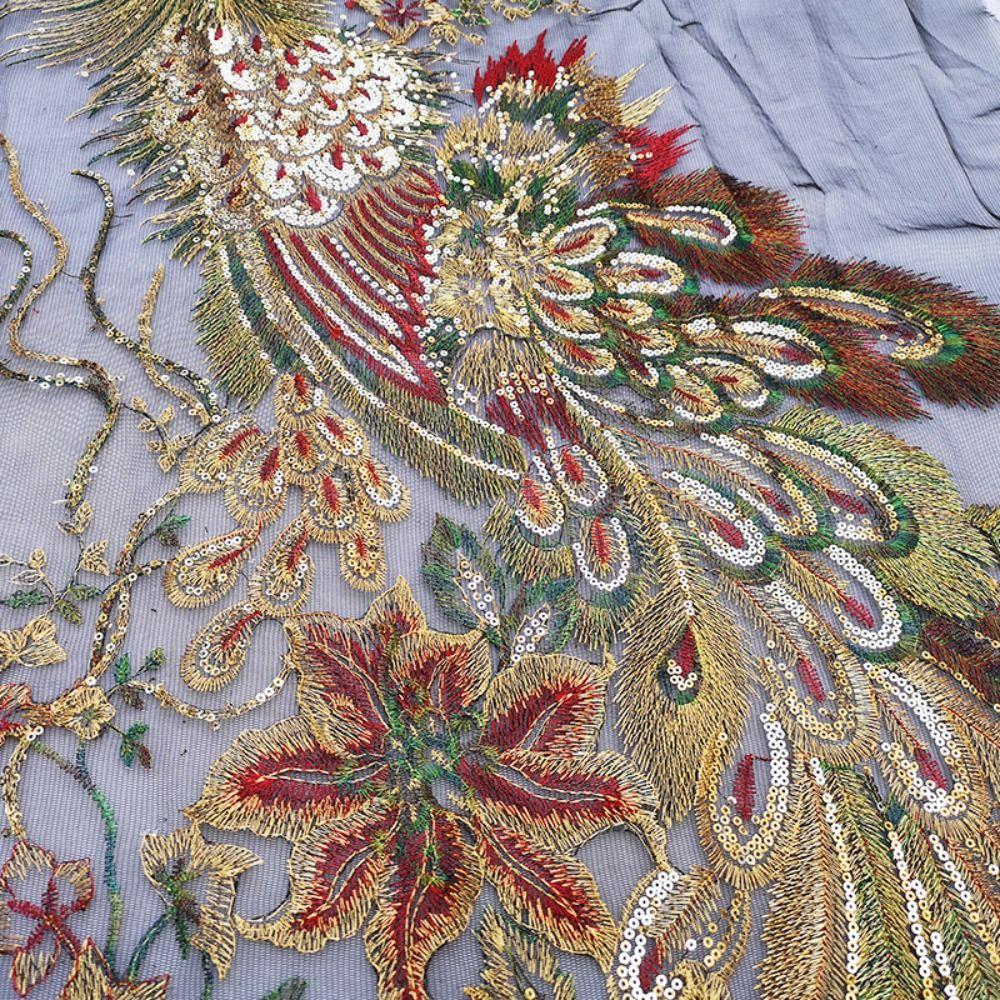 Модные Большие Вышитые Пайетками Нашивки DIY 130X60СМ Птицы Феникс Аппликация Нашивки для Пришивания Платье DIY Поделки