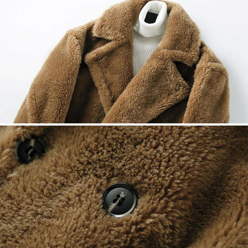 Мужская меховая ветровка, кашемировая парка, зимняя толстая теплая куртка, свободное повседневное пальто, длинное