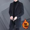 Men's Striped Mid-Length Overcoat Suit Collar Trench Coat, 2023 Autumn/Winter, Youth Plus Cotton, Thickened.