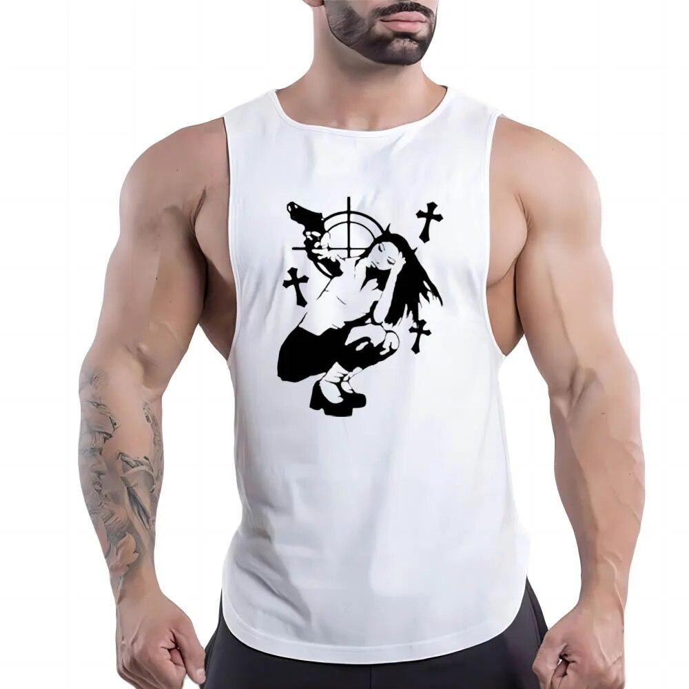 Летняя мода, повседневная мужская баскетбольная спортивная одежда, разноцветный жилет, быстросохнущий топ с 2d принтом персонажей мультфильма, стильный топ