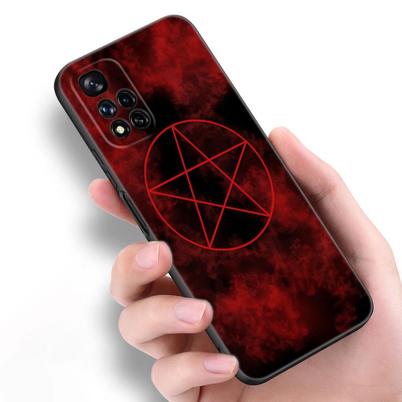 Pentagram 666 Demonic Satanic Black Silicone Phone Case For Xiaomi POCO X3 X4 NFC F5 M3 M4 M6 X5 X6 Pro F3 F4 GT 5G C55 C65 M5